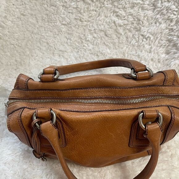Fossil Marlow Brown Leather satchel faded gold tone hardwares and accent. - Picture 12 of 16